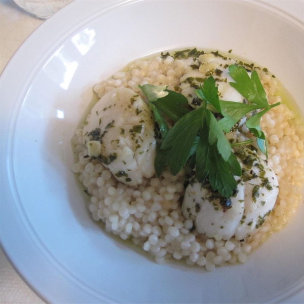 Scallops with Israeli Couscous