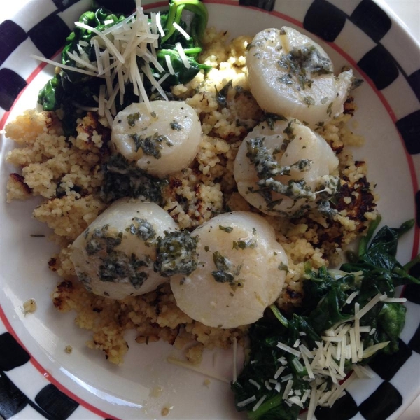 Scallops with Israeli Couscous