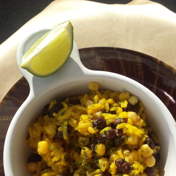 Black Beans, Corn, and Yellow Rice