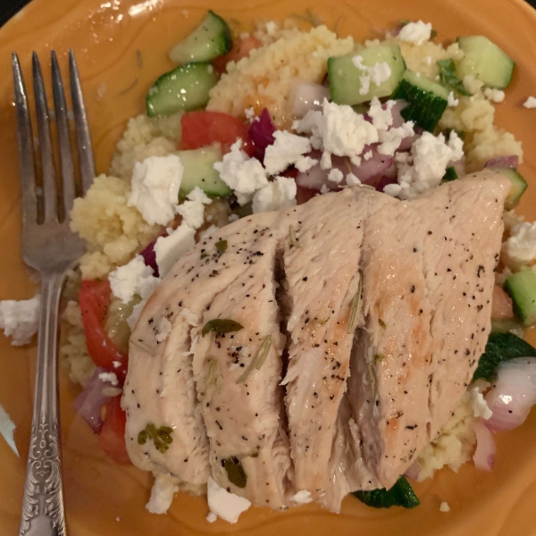 Lemon Herb Chicken with Couscous and Cucumber Salad