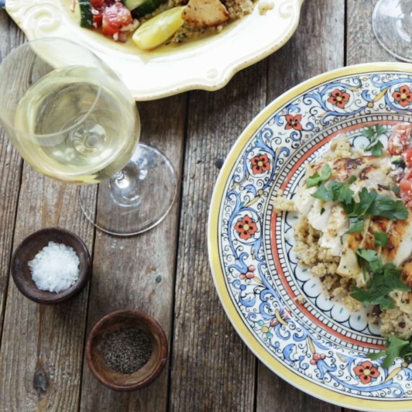 Lemon Herb Chicken with Couscous and Cucumber Salad