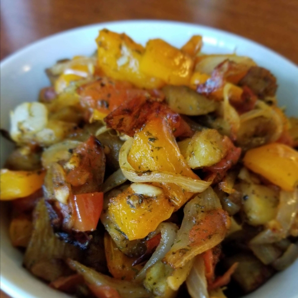 Roasted Eggplant and Bell Pepper Salad