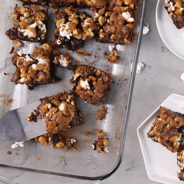 Caramel Popcorn Brownies