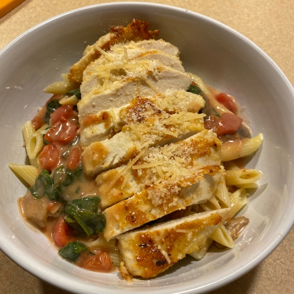 Penne Rosa with Parmesan Crusted Chicken