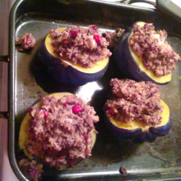 Venison and Wild Rice Stuffed Acorn Squash