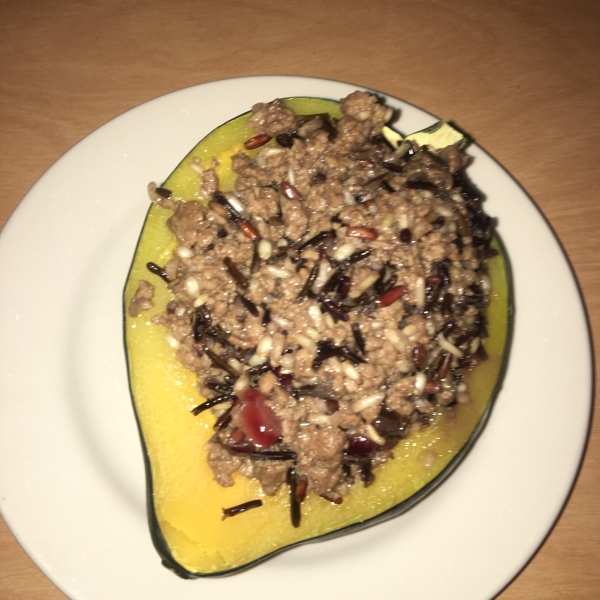 Venison and Wild Rice Stuffed Acorn Squash