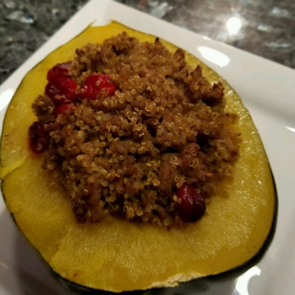 Venison and Wild Rice Stuffed Acorn Squash