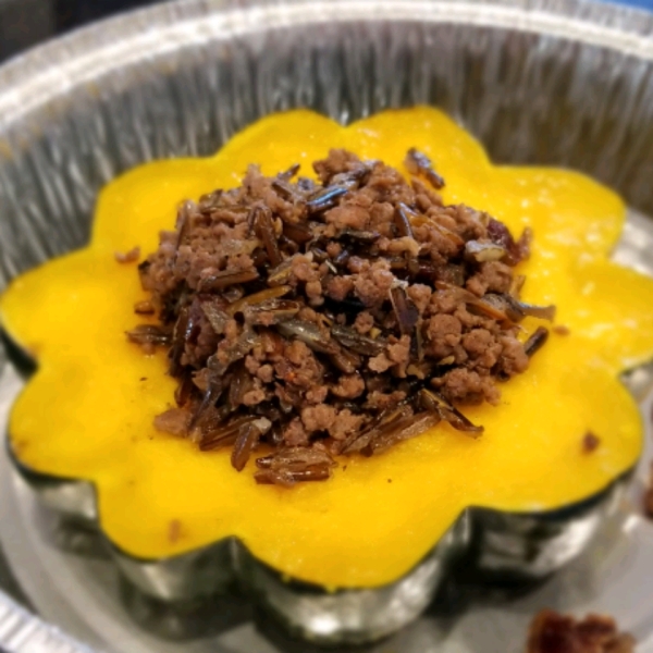 Venison and Wild Rice Stuffed Acorn Squash