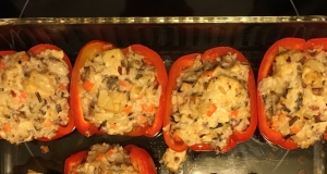 Chicken Wild Rice Stuffed Red Peppers