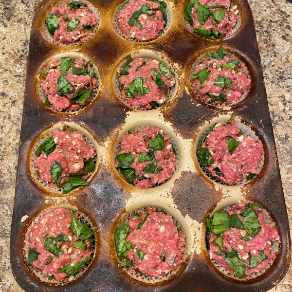 Blue Cheese, Spinach Meat Loaf Muffins