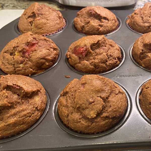 Mimi's Giant Whole-Wheat Banana-Strawberry Muffins