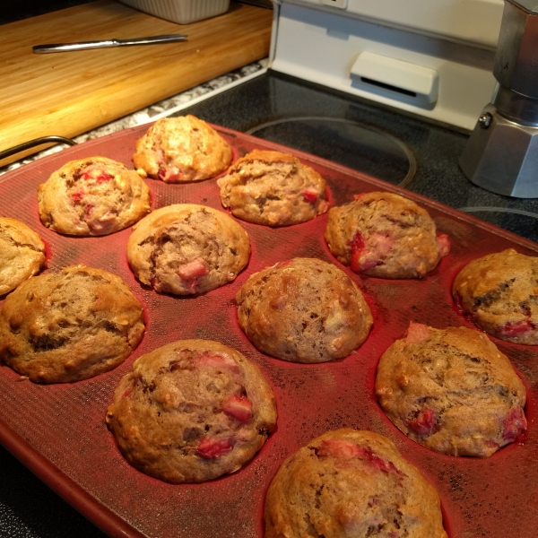 Mimi's Giant Whole-Wheat Banana-Strawberry Muffins