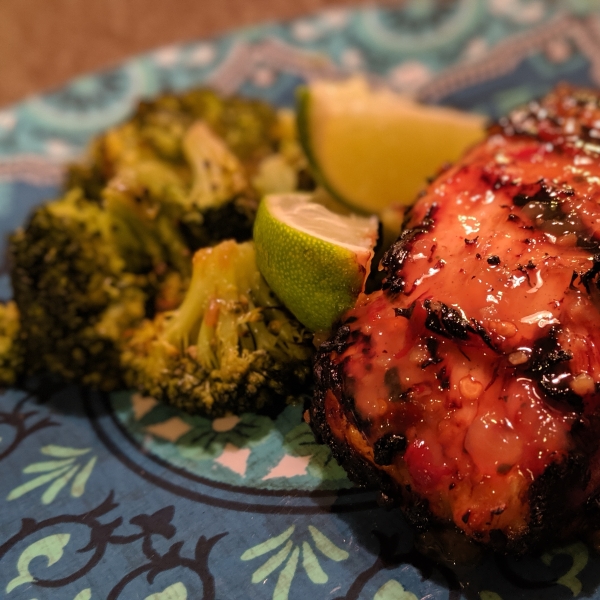 Grilled Lime Cilantro Chicken with Sweet Chili Sauce