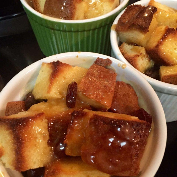 Pumpkin Bread Pudding with Caramel Rum Sauce