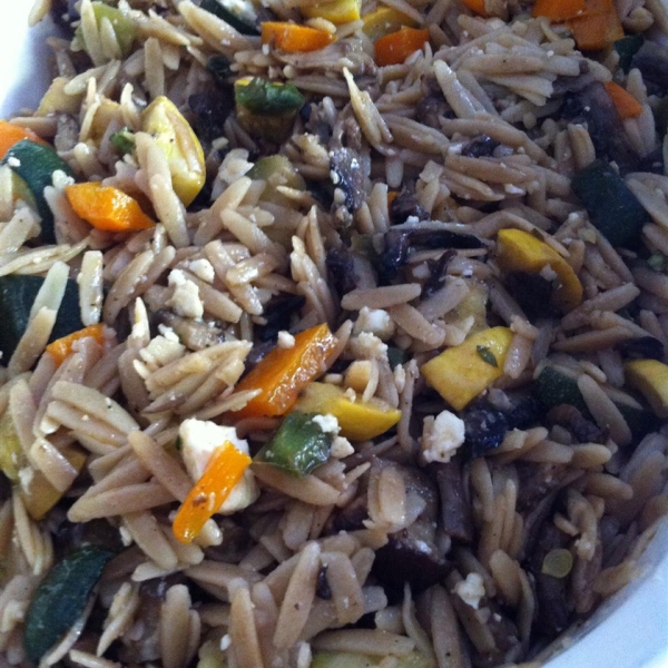 Greek Pasta Salad with Roasted Vegetables and Feta