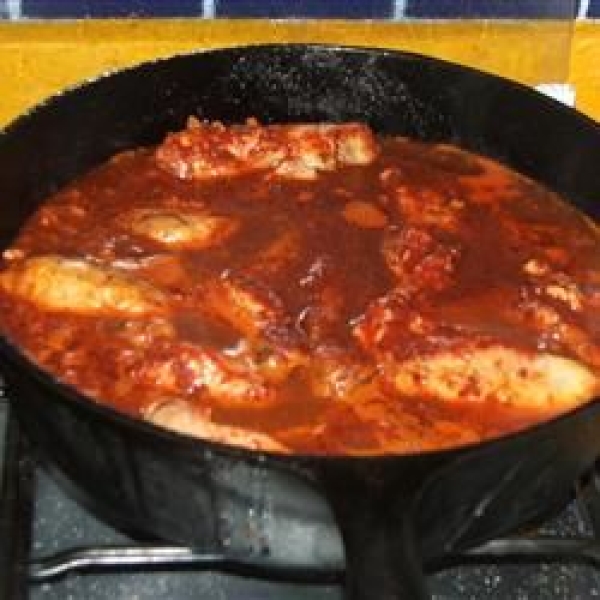 Chicken with Red Chile Sauce and Sausage (Pollo con Salsa Rojo y Chorizo)