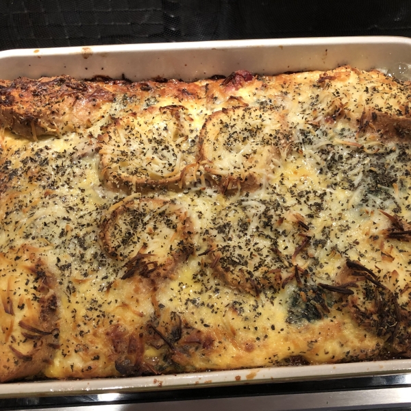 Bacon, Cheddar and Spinach Strata