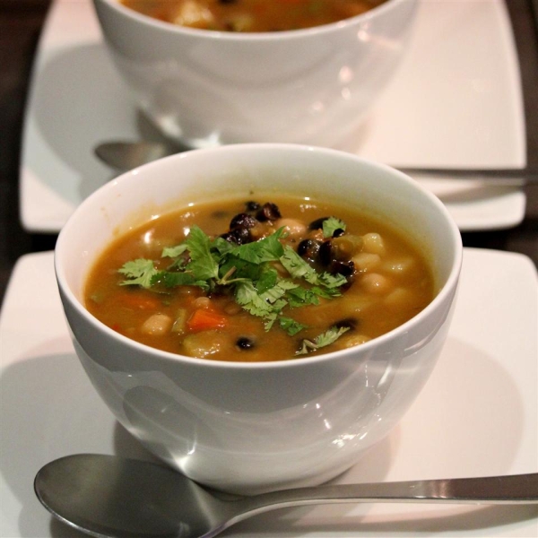 Potato, Mushroom, and Black Bean Soup