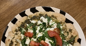 Goat Cheese Arugula Pizza - No Red Sauce!