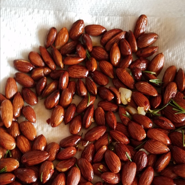 Rosemary and Garlic Infused Oven Roasted Almonds