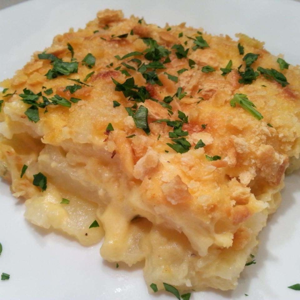 Parmesan-Crusted Au Gratin Potatoes and Onion