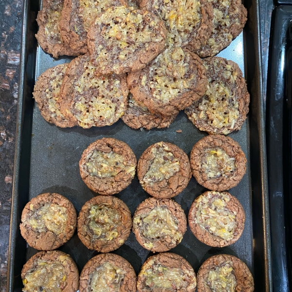 German Chocolate Thumbprint Cookies