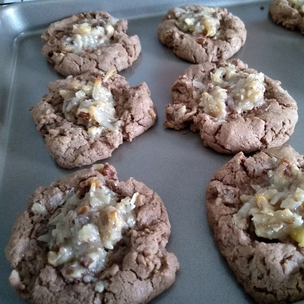 German Chocolate Thumbprint Cookies