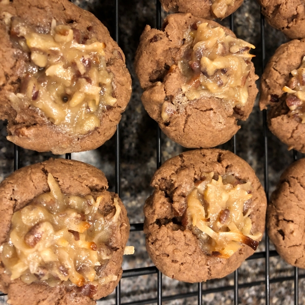 German Chocolate Thumbprint Cookies