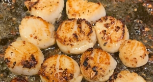 Basil Pan-Seared Scallops over Pasta