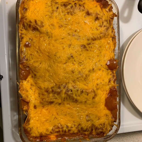 Enchilada Casserole with Red Guajillo Chile Sauce