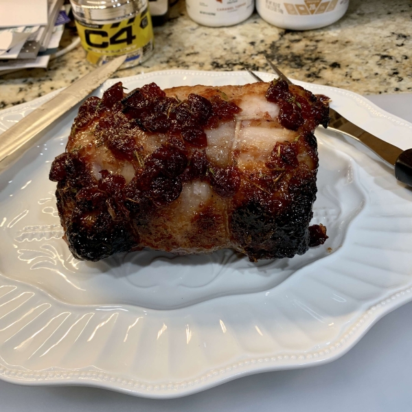 Quick Savory Cranberry Glazed Pork Loin Roast