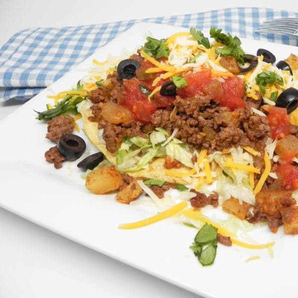 Ground Beef and Potato Tostadas