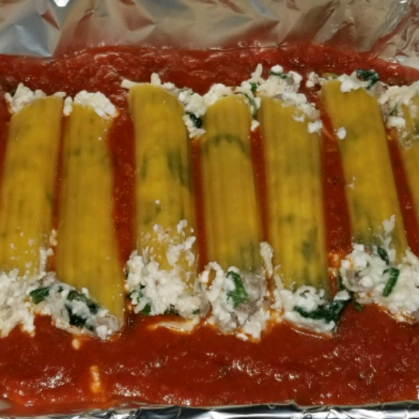 Spinach Manicotti with Italian Sausage