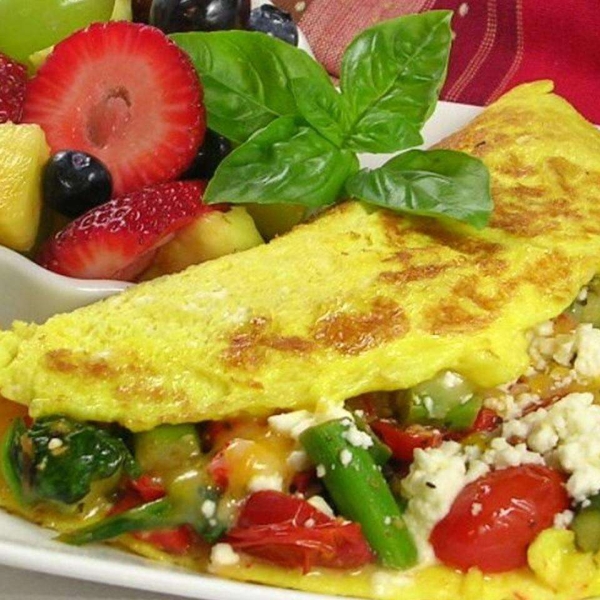 Greek Omelet with Asparagus and Feta Cheese