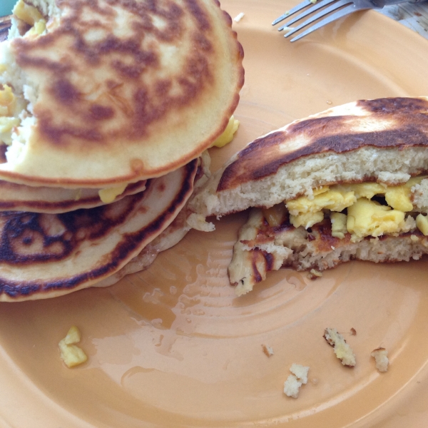 Leftover Pancake Breakfast Sandwich