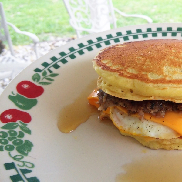 Leftover Pancake Breakfast Sandwich