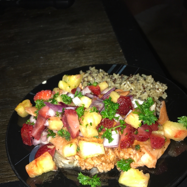 Grilled Hawaiian Salmon with Strawberry Pineapple Salsa