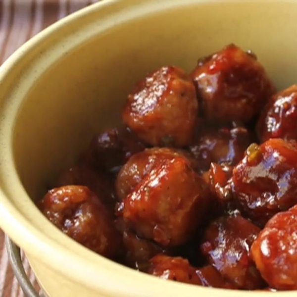 Turkey Cocktail Meatballs with Orange Cranberry Glaze