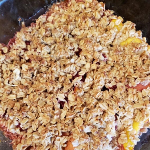 Peach and Raspberry Crumble