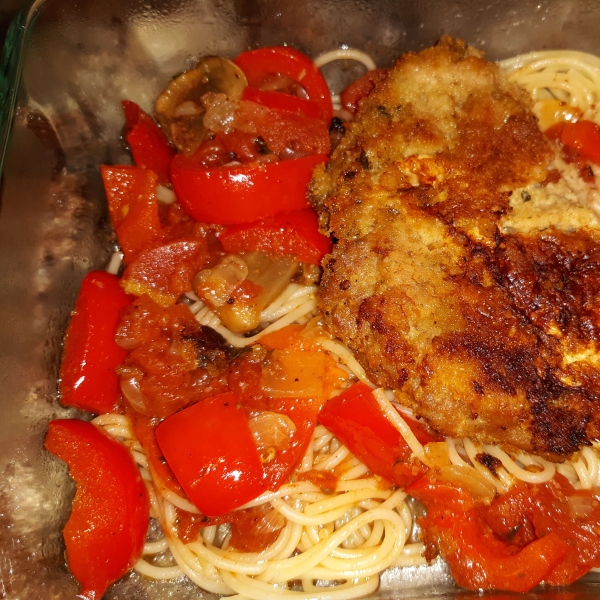 Veal Scallopini in a Sweet Red Pepper Sauce