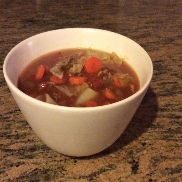 Hearty Cabbage, Beef, and Lentil Soup