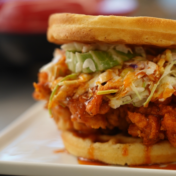 Nashville Hot Chicken and Waffle Sandwich