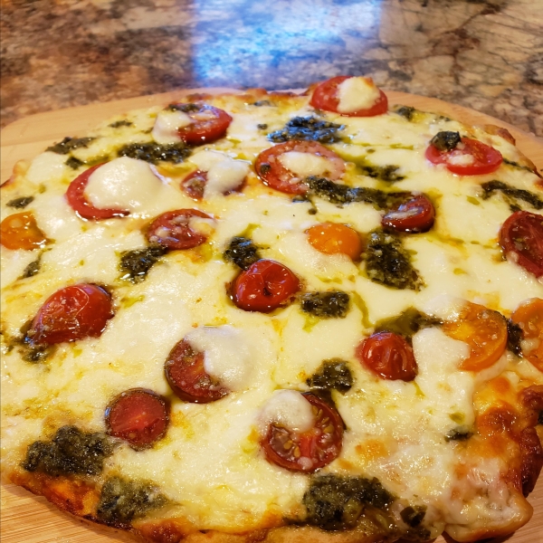 Margherita Pizza with Sausage and Pesto