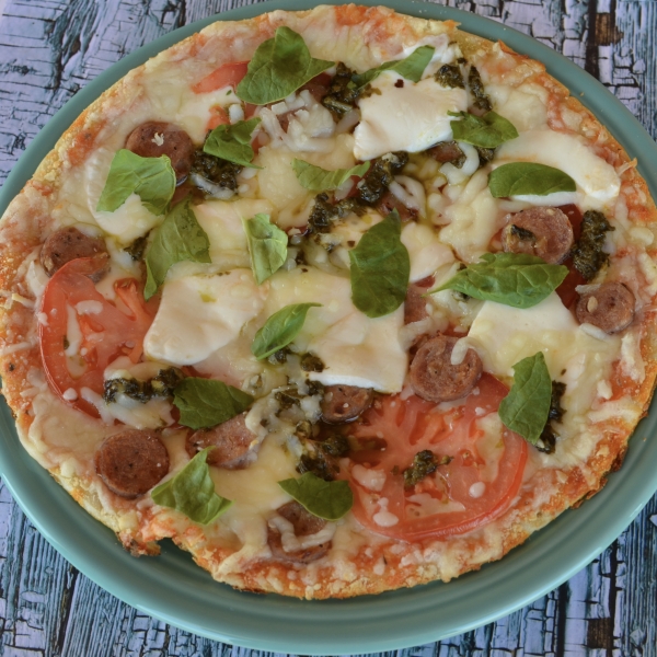 Margherita Pizza with Sausage and Pesto