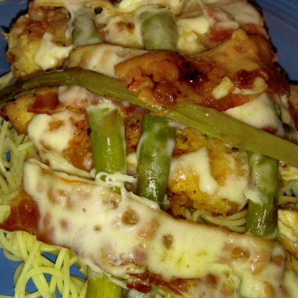 Quick Chicken with Asparagus and Provolone