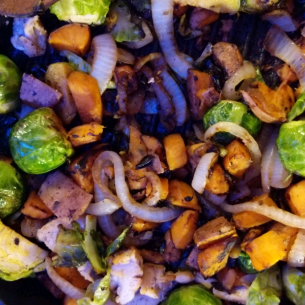 Chicken with Brussels Sprouts & Butternut Squash Skillet Dinner