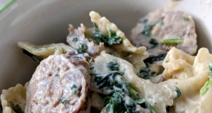 Sausage and Bow-Tie Pasta Florentine