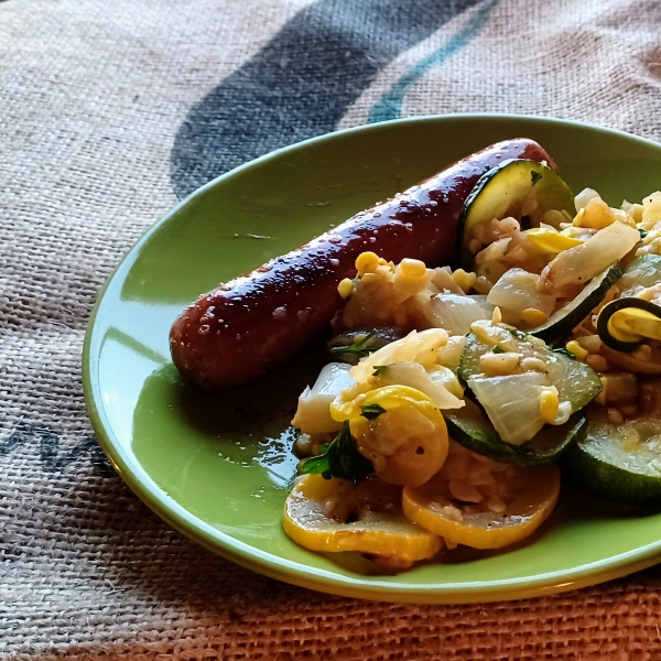 Garlicky Summer Squash and Fresh Corn