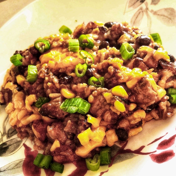 Pork, Black Bean, and Rice Casserole