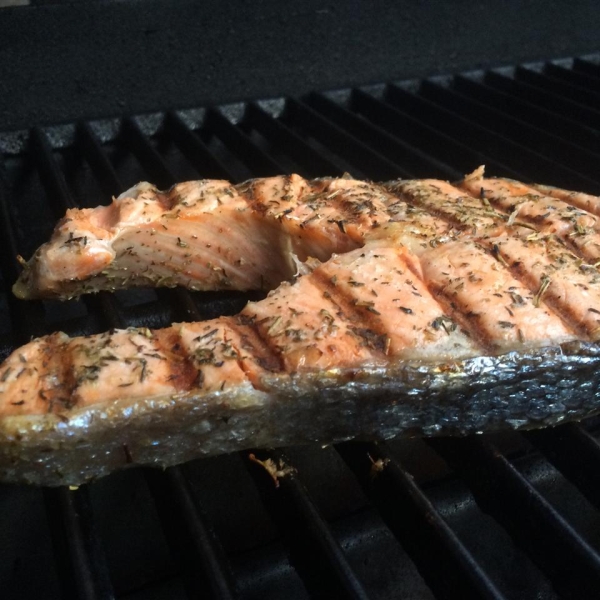 Grilled Salmon Steaks Italian-Style